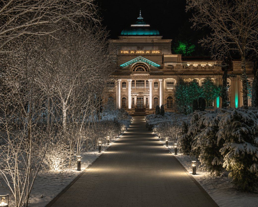 Palais privé, Greenfield, région de Moscou — étude lumière, rendu retravaillé par IA