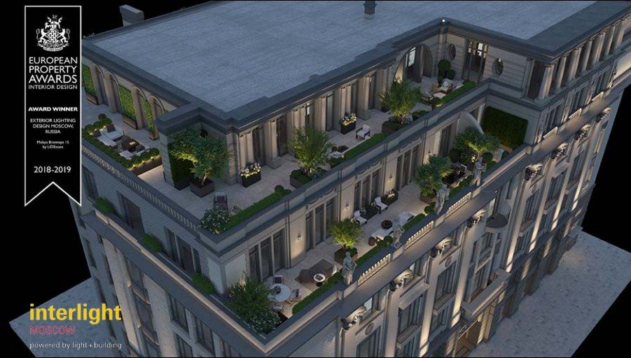 Résidence Malaïa Bronnaïa 15, Moscou — rendu des toits-terrasses, avec le badge des European Property Awards