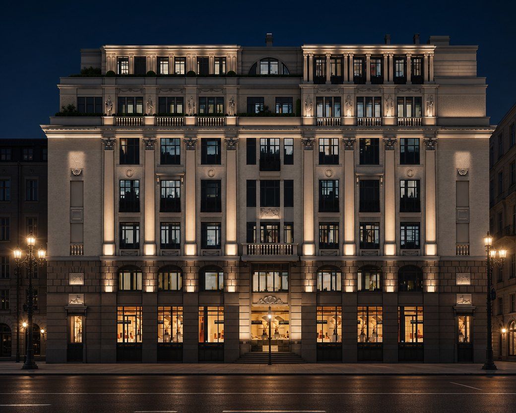 Résidence Malaïa Bronnaïa 15, Moscou — étude lumière, rendu retravaillé par IA