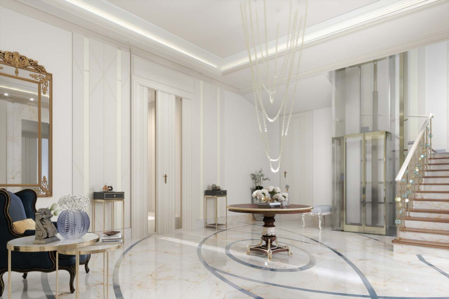 Villa de 2 100 m², avenue Mitchourinski, Moscou — étude lumière, vue 1