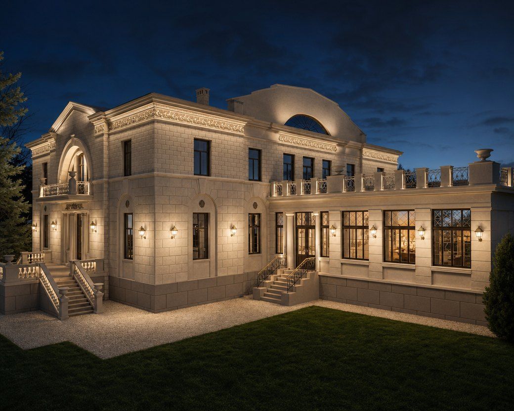 Domaine privé « GD », Russie — étude lumière, rendu retravaillé par IA