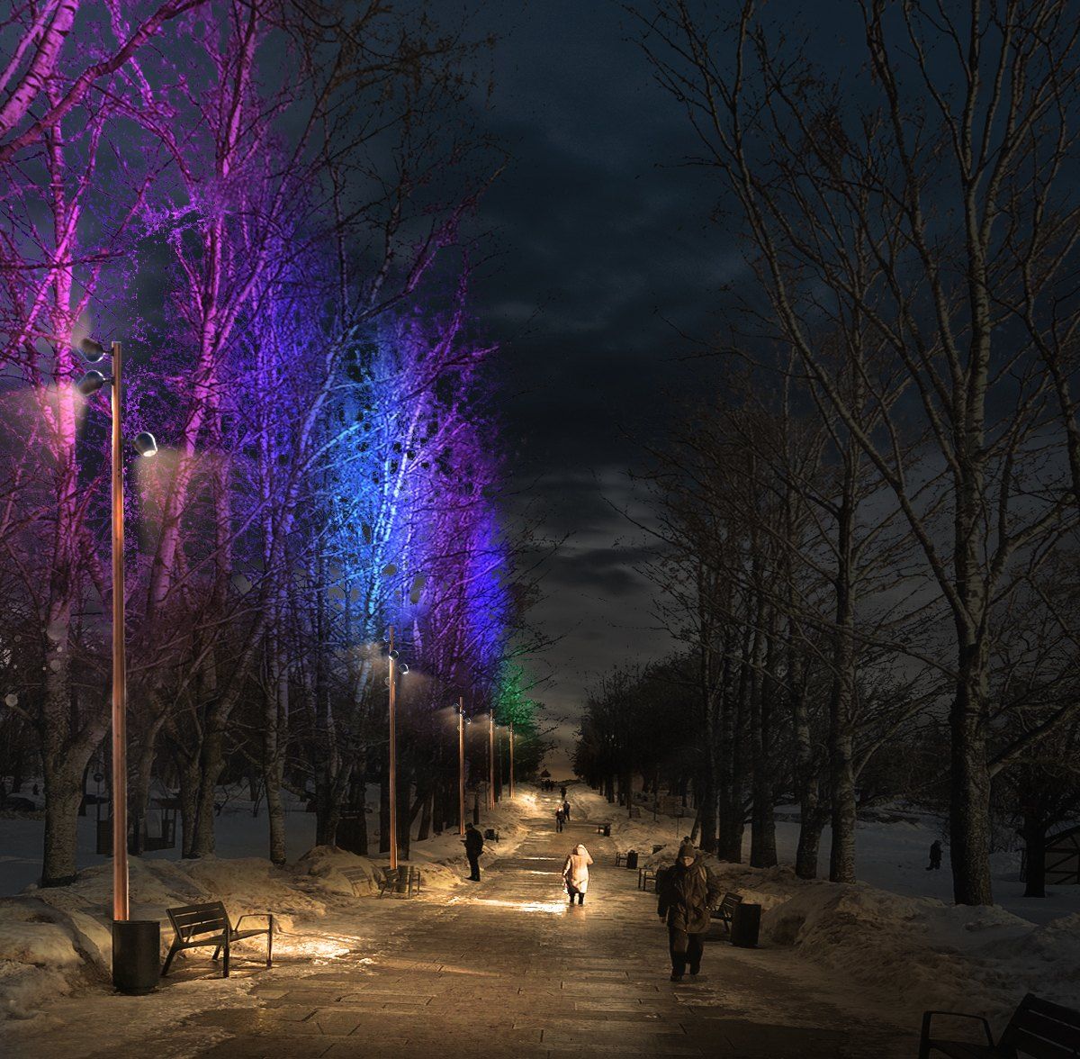 Veliki Novgorod, mise en lumière architecturale et urbaine, Russie — visuel de concept