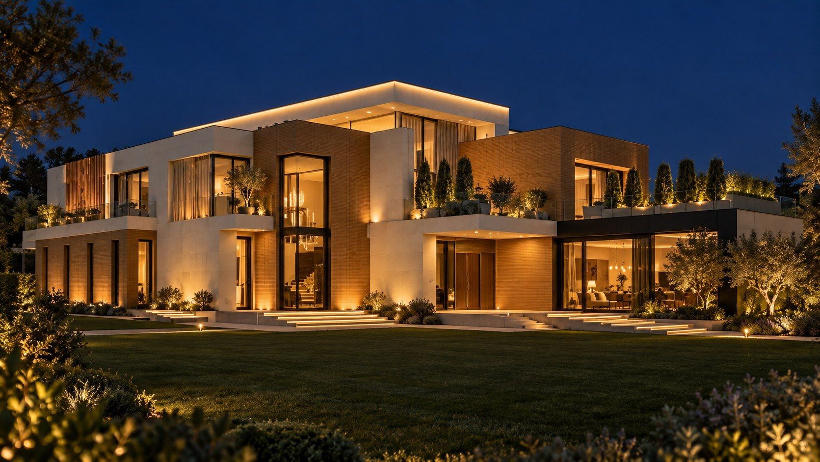 Maison contemporaine privée, Joukovka XXI, région de Moscou — étude lumière, vue 1
